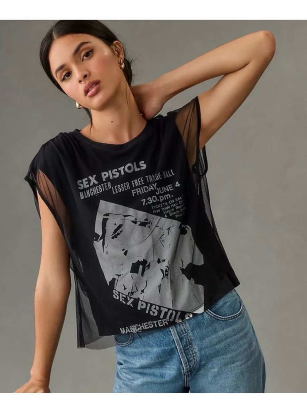 Anthropologie Pilot Sex Pistols Tulle T-shirt. Size Small